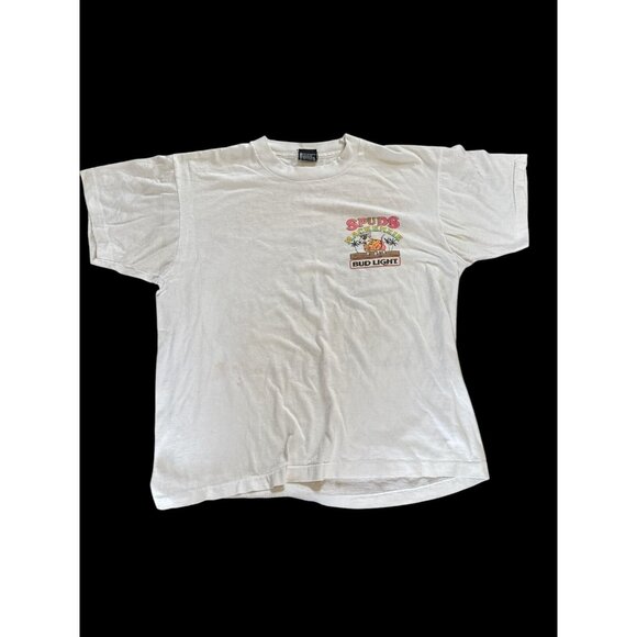1986 Spuds Mackenzie Bud Light Party Animal Lg T Shirt S/S White Screen Star - Picture 2 of 11